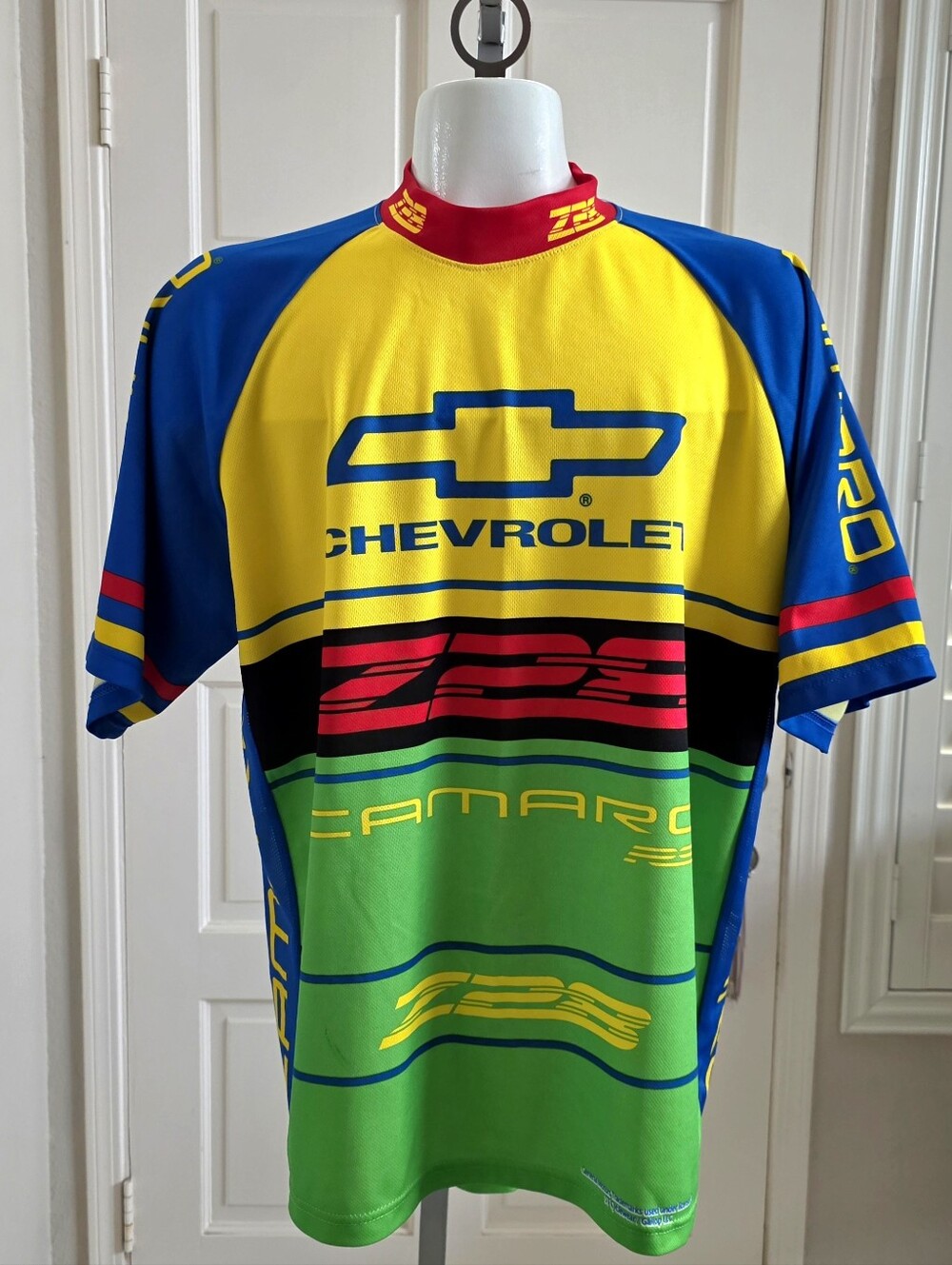 Vintage '90s Chevy Chevrolet Camaro Z28 Colorblock Cycling World Jersey Size XXL